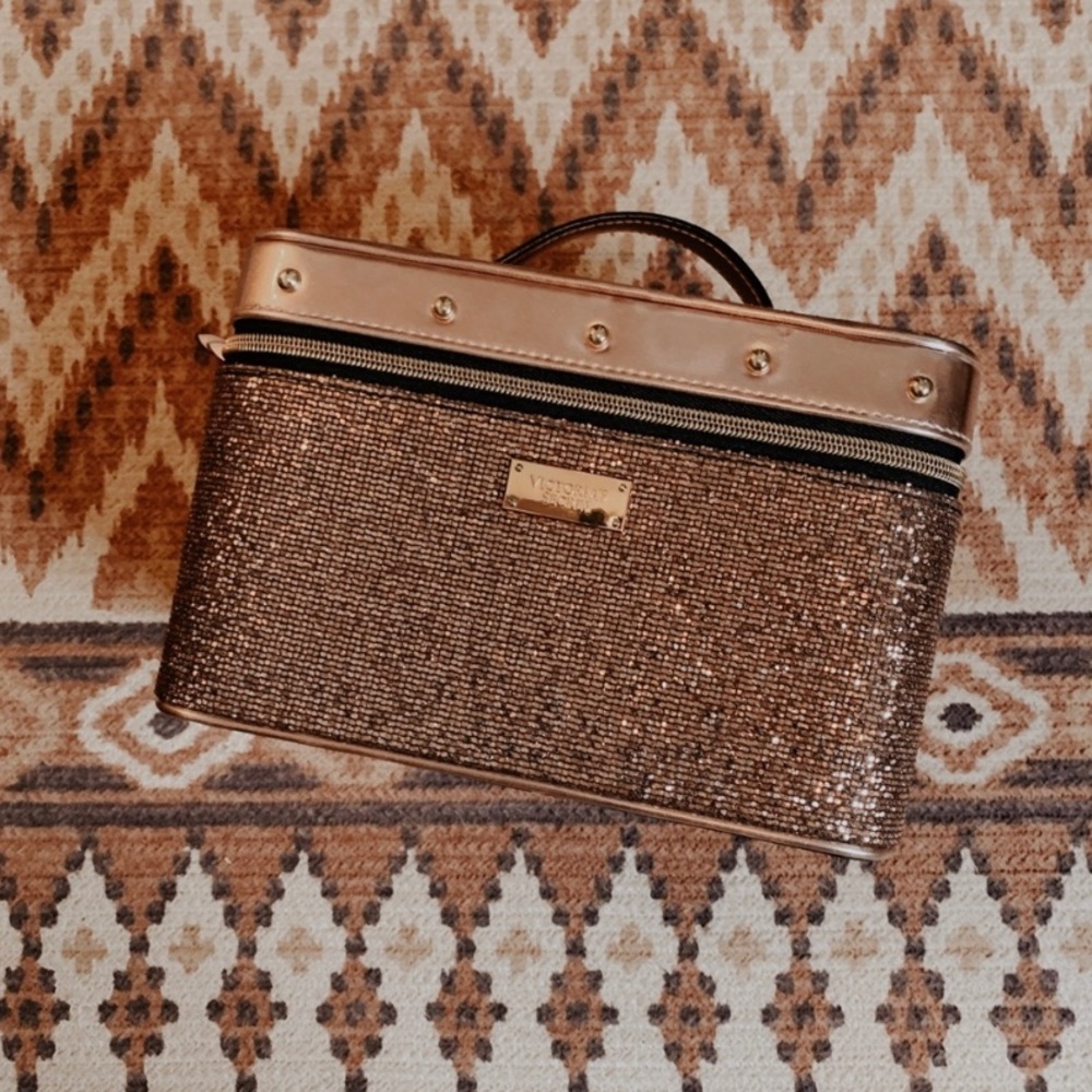 Victoria’s Secret make up bag rose gold sequin